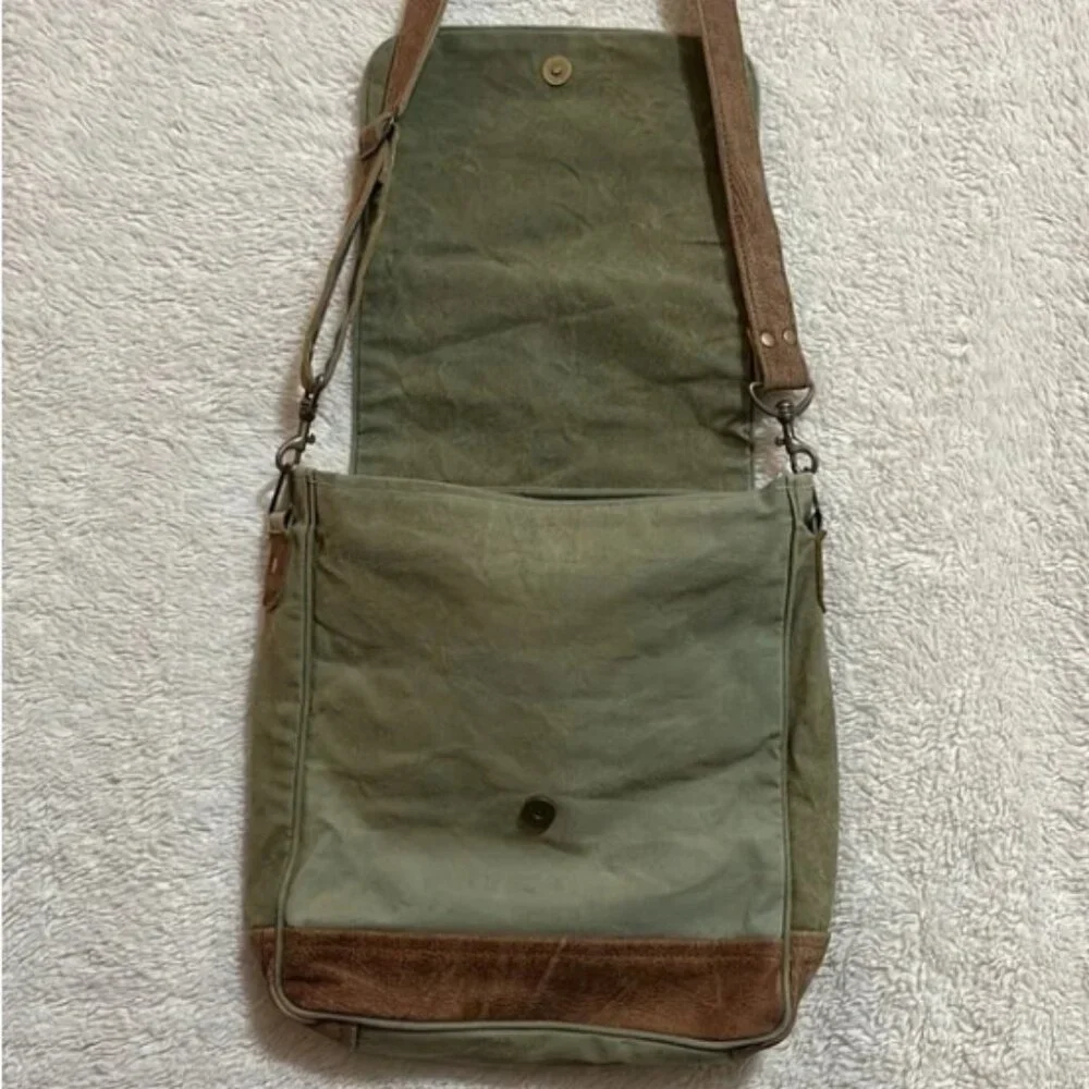 Vintage “Par Avion – Air Mail” Canvas and Leather Messenger Bag - Picture 9 of 16